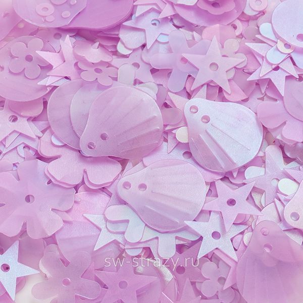 Микс пайеток разных форм сиреневые (3 гр)