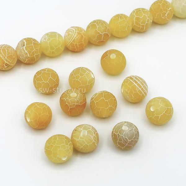 Бусина из агата 10 мм желтая*