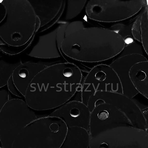Пайетки-овал 5х8 мм черный глянец (1 гр)