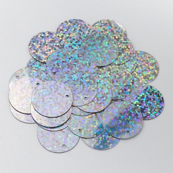 Пайетки круг 1,6 см Silver Hologram (3 гр)