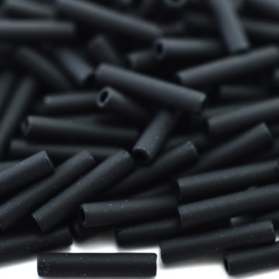 Бисер стеклярус 9 mm #0049F Матовый непрозрачный, черный