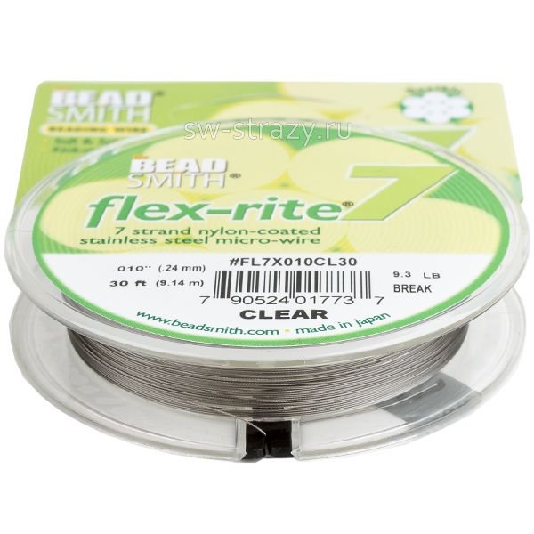Тросик ювелирный на катушке FLEX-RITE7 Clear 0.24 мм FL7X010CL30