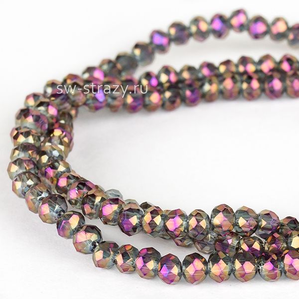 Бусины граненые Rondelle 2 мм дымчато-сиреневый АВ (87), 1 нить