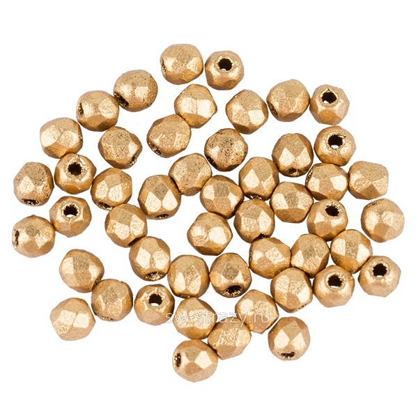 Бусины граненые Firepolished 2 мм Золото матовые (К0171)
