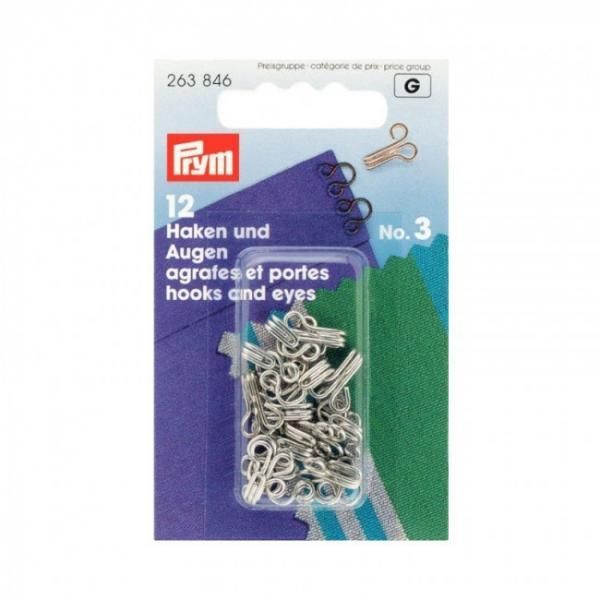 Крючки пришивные № 3 18мм 12 шт серебристые (263846)