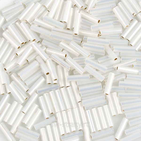 Стеклярус 6x1,7 mm 551 Gilt Lined Opal