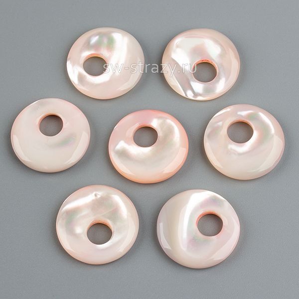 Подвеска-бублик из перламутра 20 мм розовая*