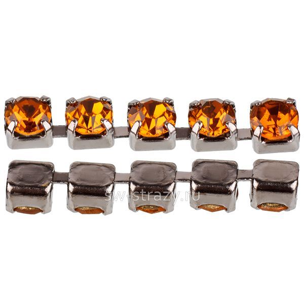 Стразовая цепь 2 мм  Topaz\gunmetal
