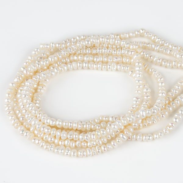 Жемчуг натуральный барочный 3х2 мм белый