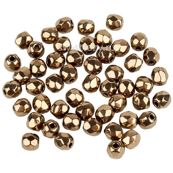 Бусины граненые Firepolished 3 мм золотая бронза (23980-90215) 50
