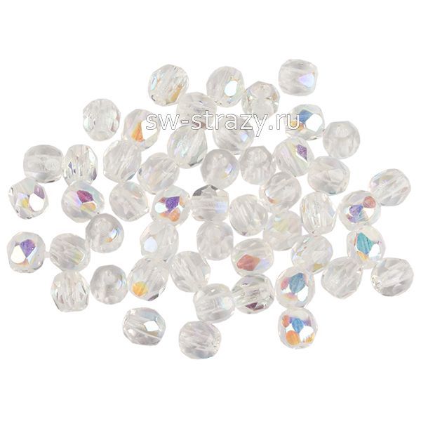 Бусины граненые Firepolished 3 мм прозрачные АВ (х00030) 46