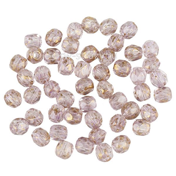 Бусины граненые Firepolished 3 мм прозрачные дымчатый с золотом (00030-91703) 111