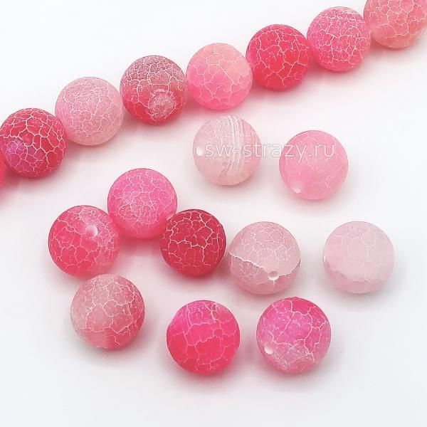 Бусина из агата 10 мм розовая