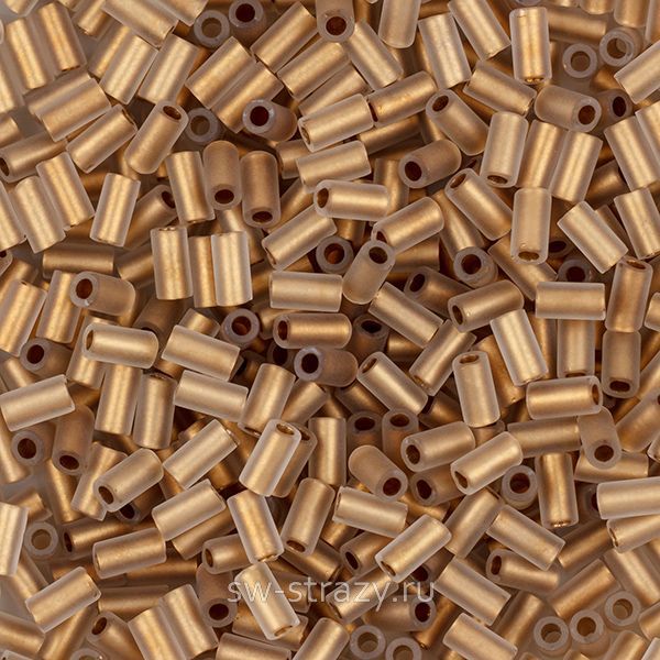 Бисер стеклярус 3 mm #0989F матовый хрусталь внутренняя позолота