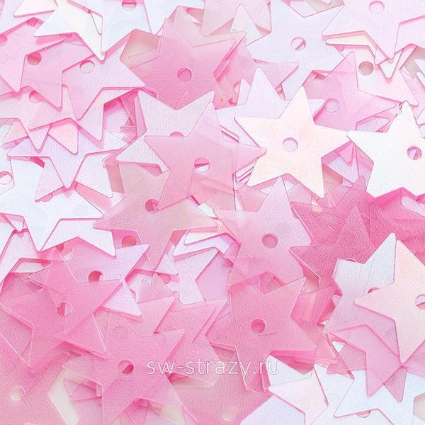 Пайетки-звезды 10 мм розовые (1 гр)