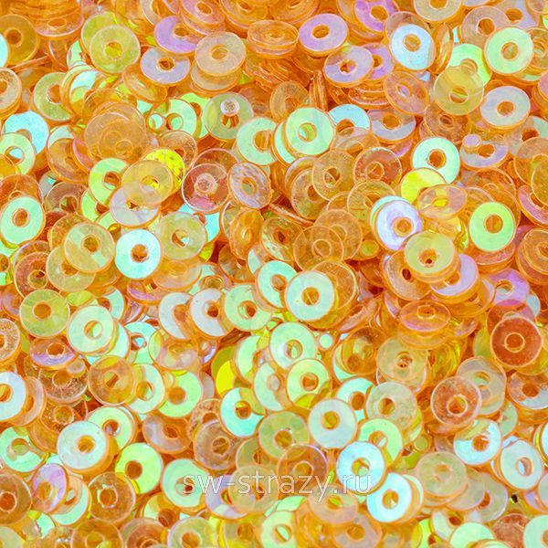 Пайетки плоские 2 мм ab trans orange (3гр)
