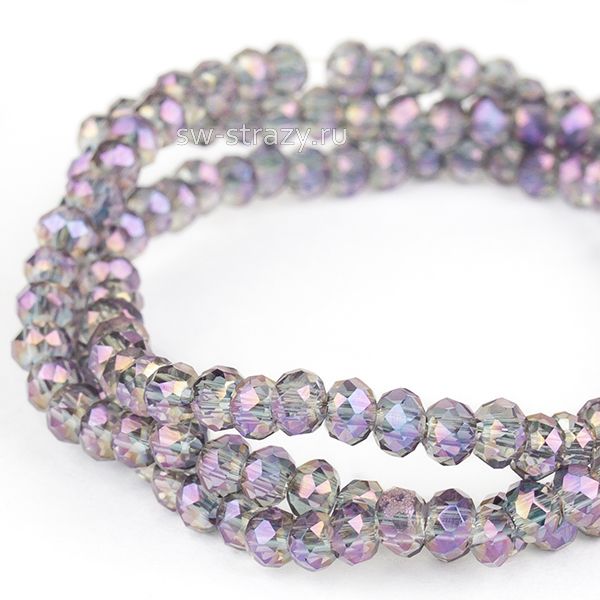 Бусины граненые Rondelle 2 мм светлая сирень АВ (91), 1 нить
