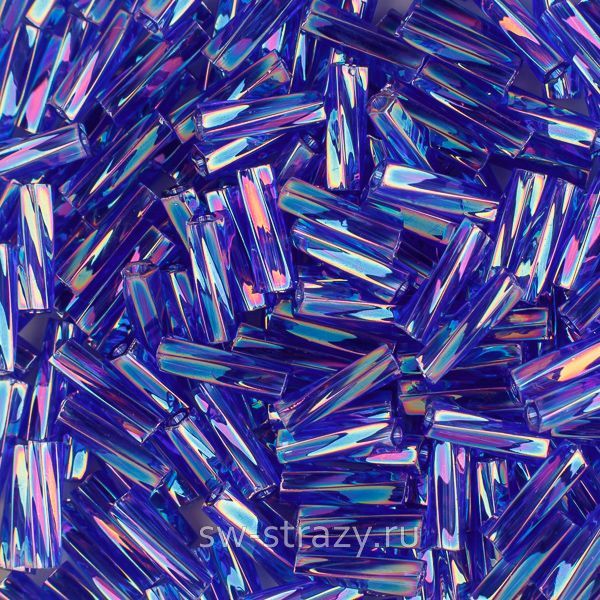 Twisted Bugle 2х6 mm 177 Transparent Iridescent Cobalt