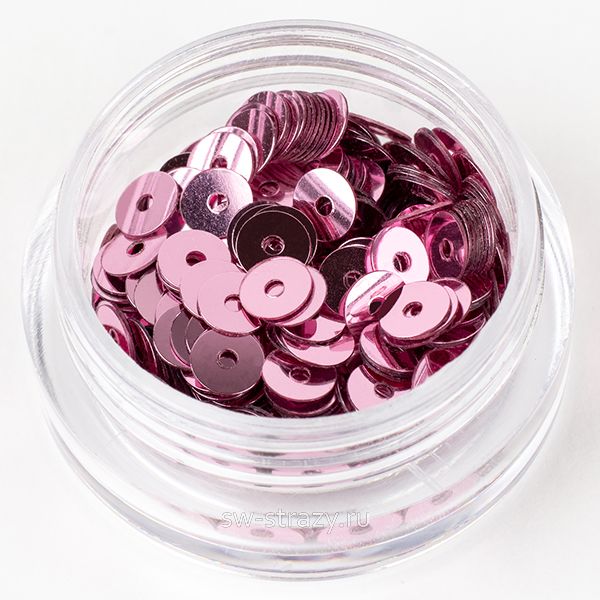 Пайетки 3 mm плоские (3821) Rosa MT 3 гр