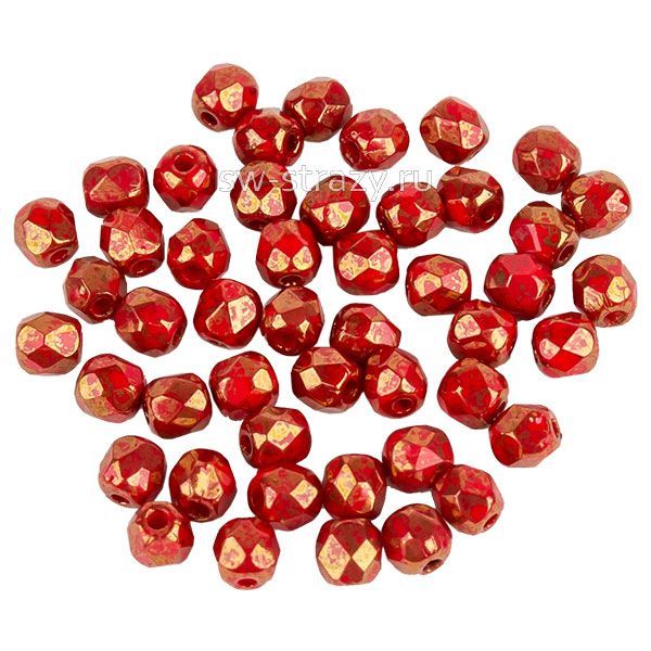Бусины граненые Firepolished 3 мм терракотовый с золотом (93200-15496) 146