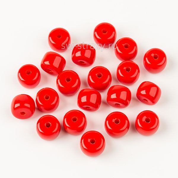 Бусины стеклянные 6,5х4 мм красный*