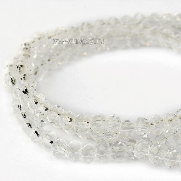 Бусины граненые Rondelle 2 мм прозрачные (1), 1 нить