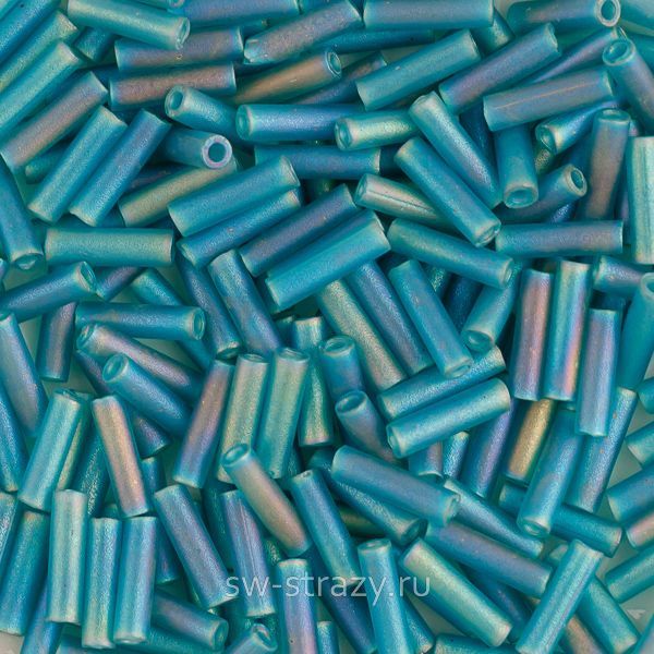 Стеклярус 6x1,7 mm 2405FR Matted Transparent Teal AB
