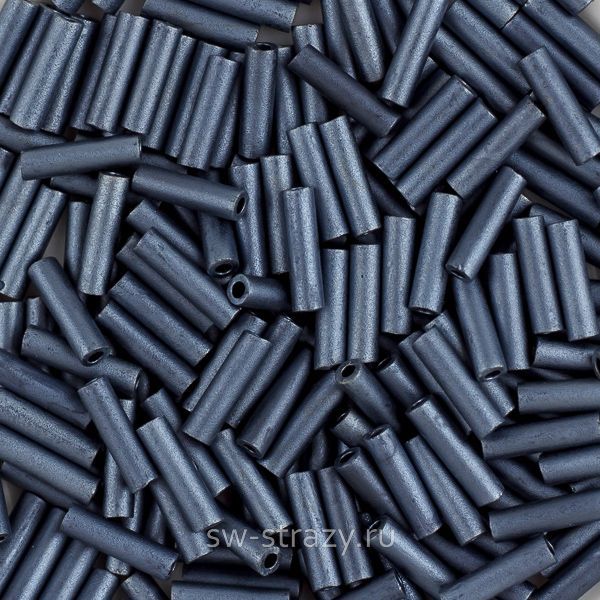 Стеклярус 6x1,7 mm 2001 Matted Gunmetal