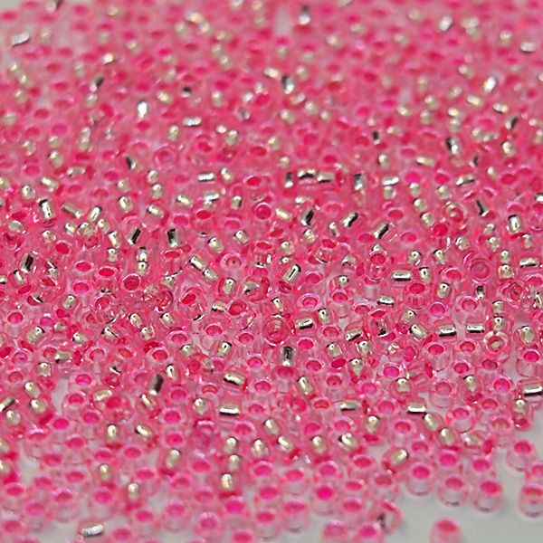 Бисер круглый 15/0 #0038 Внутреннее серебрение, розовый