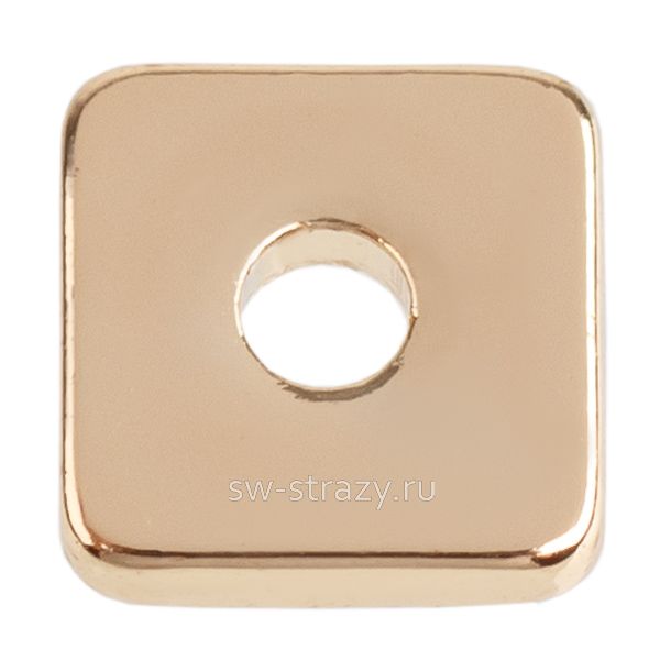 Бусина-разделитель плоский квадрат 4 мм позолота
