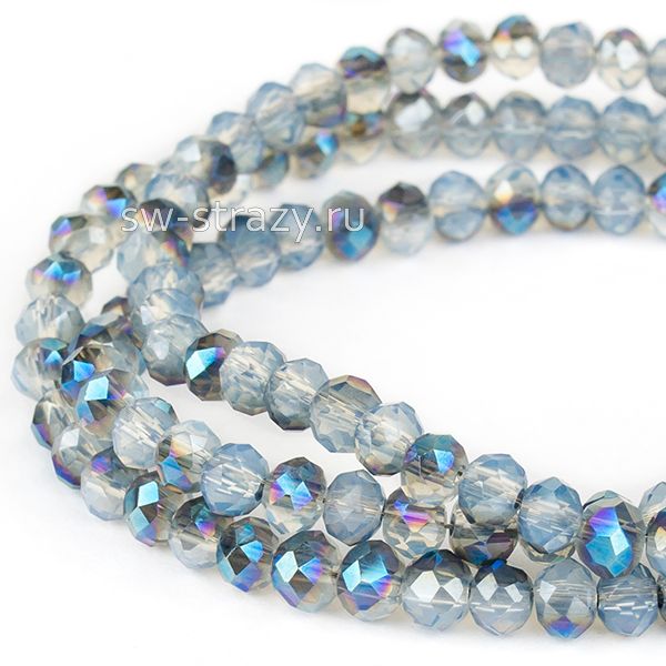 Бусины граненые Rondelle 3 мм опал с АВ серо-голубой (116), 1 нить