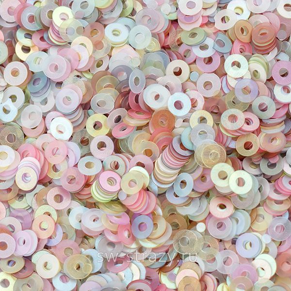 Пайетки плоские 2 мм matte mix random (3гр)