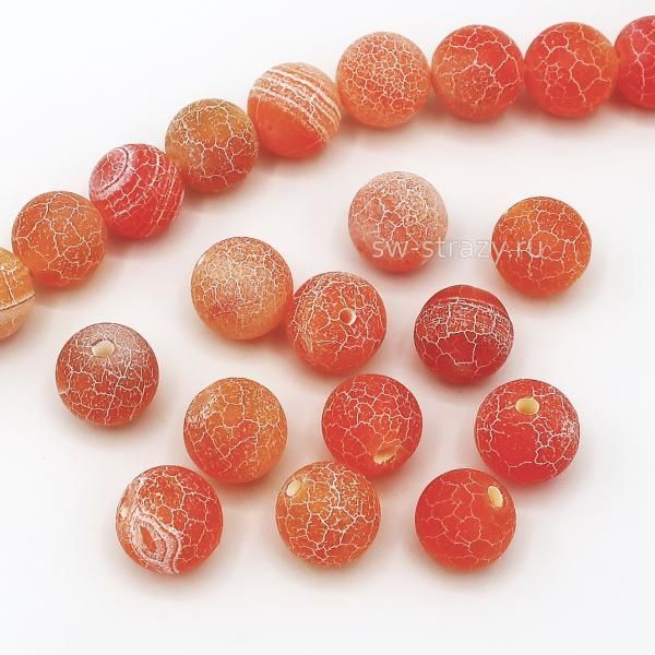 Бусина из агата 10 мм оранжевая*