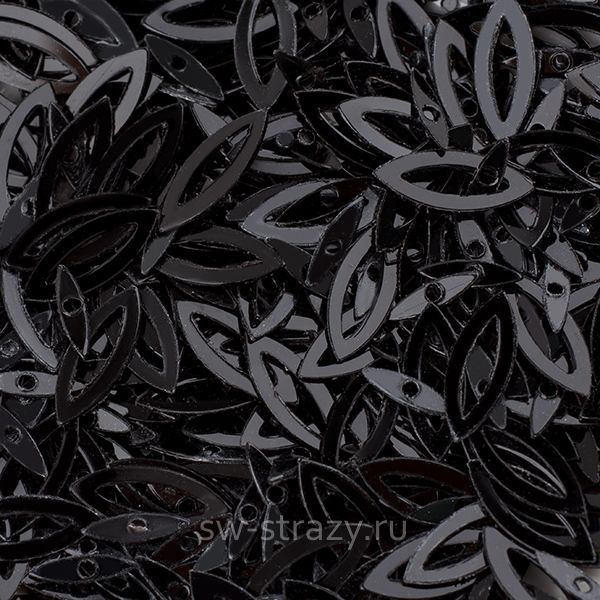 Пайетки-лодочки 3х9 мм черные (3 гр)*
