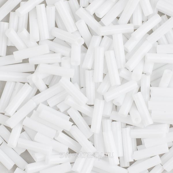 Стеклярус 6x1,7 mm 402 White Opaque