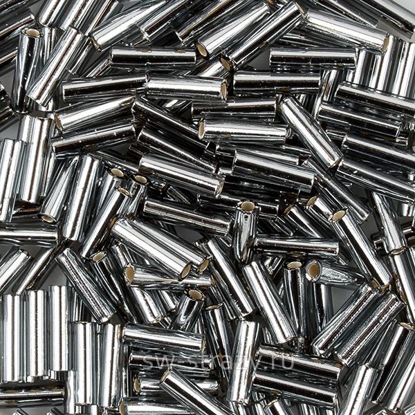 Стеклярус 6x1,7 mm 021 Silver Lined Gray