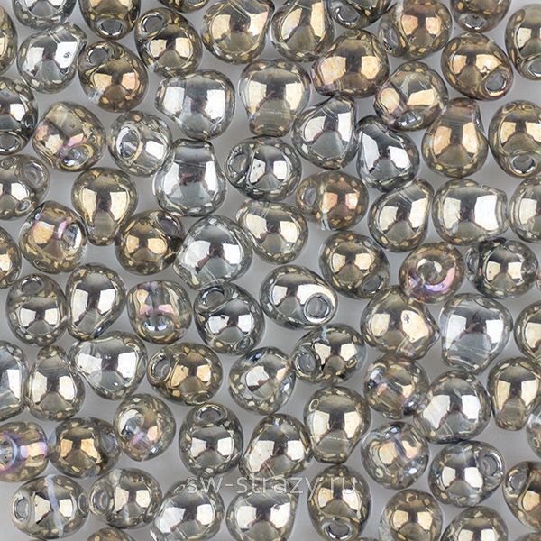 Drops 3,4 mm DP1881 Transparent Silver\Grey Gold Luster