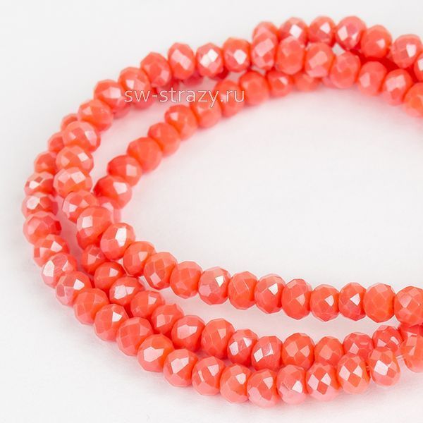 Бусины граненые Rondelle 3 мм коралл АВ (126), 1 нить