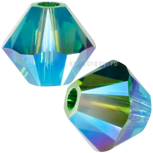 Бусины 5328 4 mm Dark Moss Green AB 2X