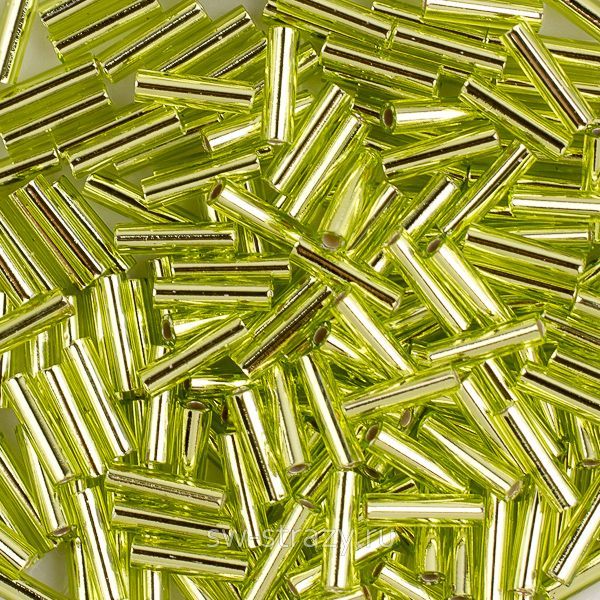 Стеклярус 6x1,7 mm 014 Chartreuse Silver Lined