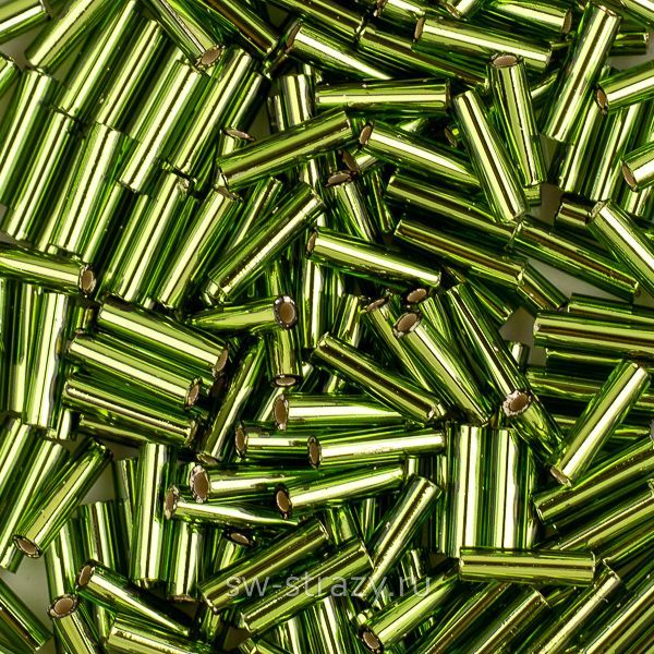 Стеклярус 6x1,7 mm 026 Silver Lined Olive